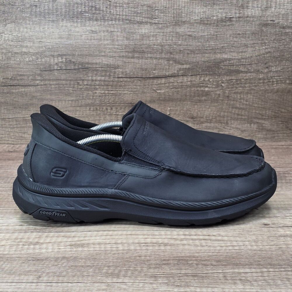 SKECHERS Relaxed Fit Slip Ins Pollard Osgood Men's Sz 13 Extra Wide Black Loafer